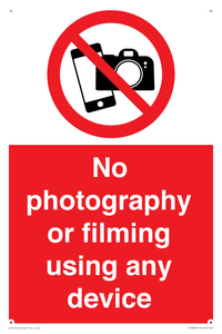 No photography or filming using any device